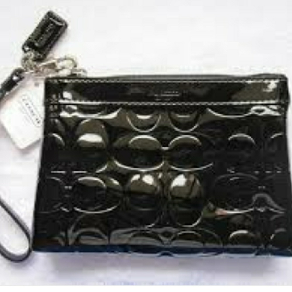 Coach signature patent leather wristlet